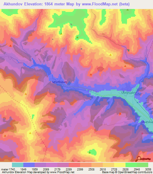 Akhundov,Armenia Elevation Map
