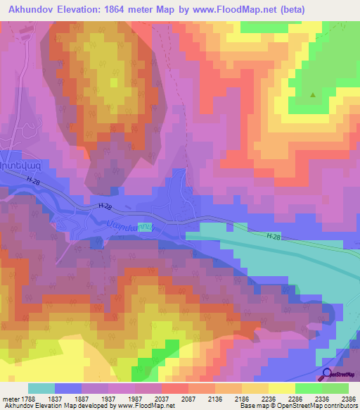 Akhundov,Armenia Elevation Map