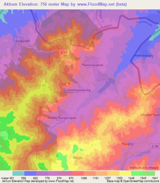Akhum,Armenia Elevation Map