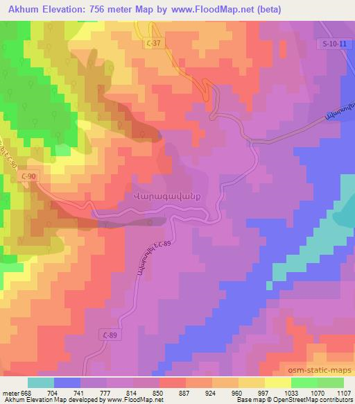 Akhum,Armenia Elevation Map