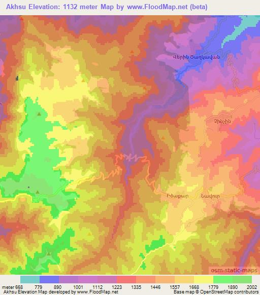 Akhsu,Armenia Elevation Map