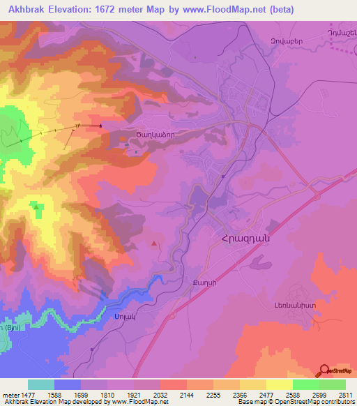Akhbrak,Armenia Elevation Map