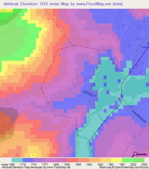 Akhbrak,Armenia Elevation Map