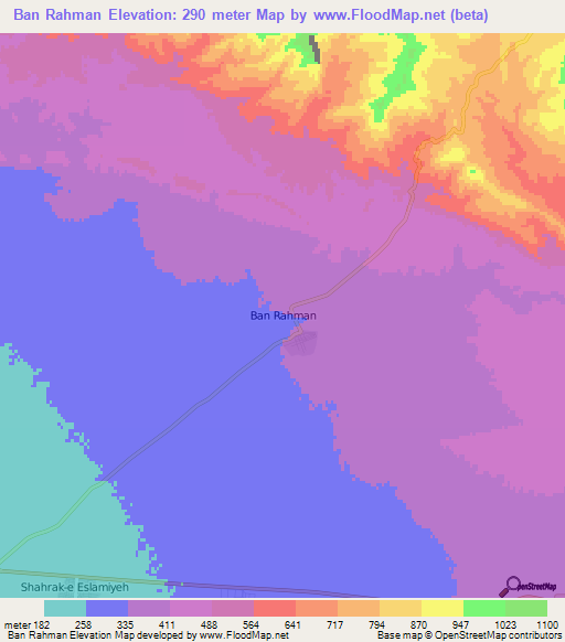 Ban Rahman,Iran Elevation Map