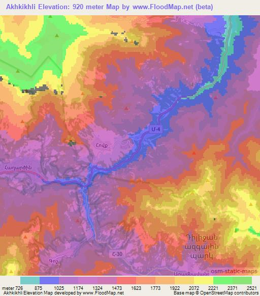 Akhkikhli,Armenia Elevation Map