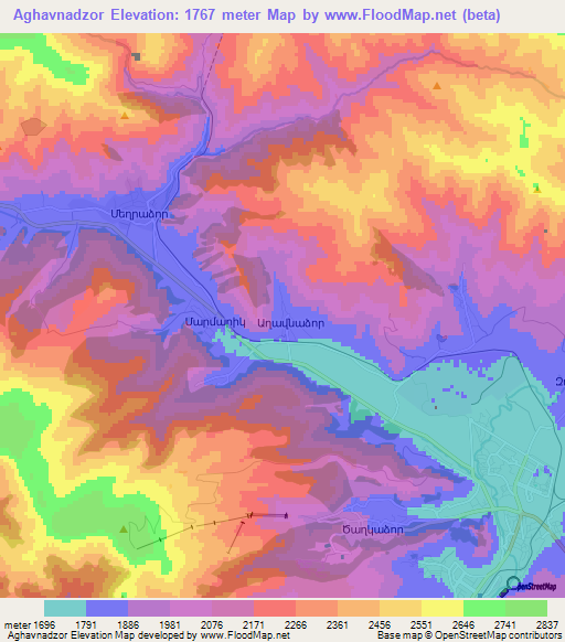 Aghavnadzor,Armenia Elevation Map