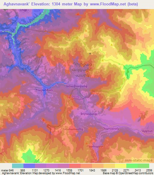 Aghavnavank',Armenia Elevation Map