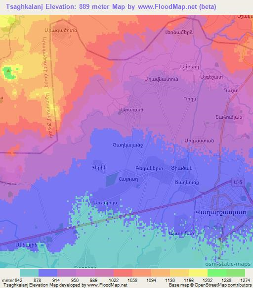 Tsaghkalanj,Armenia Elevation Map