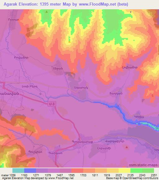 Agarak,Armenia Elevation Map