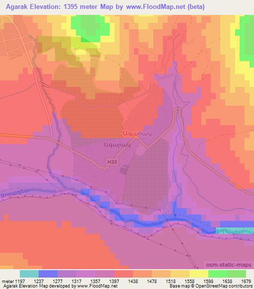 Agarak,Armenia Elevation Map