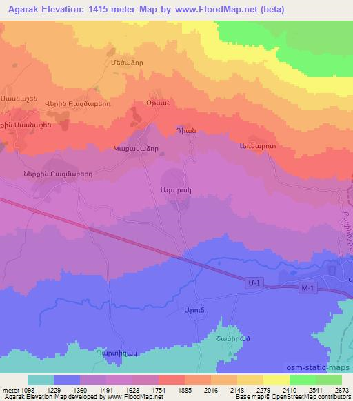 Agarak,Armenia Elevation Map