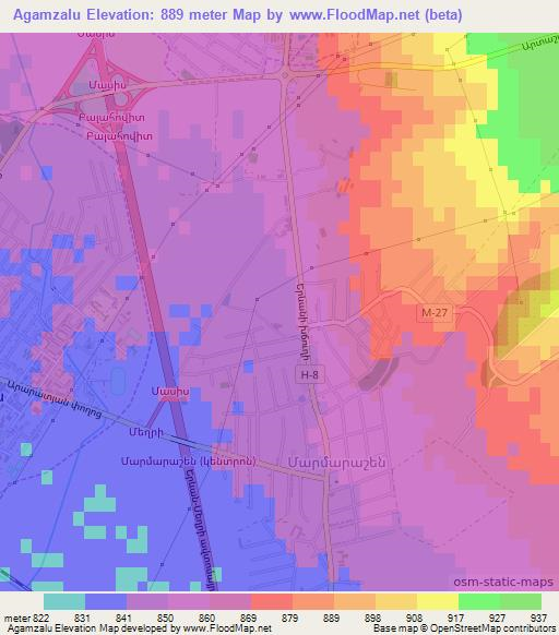 Agamzalu,Armenia Elevation Map