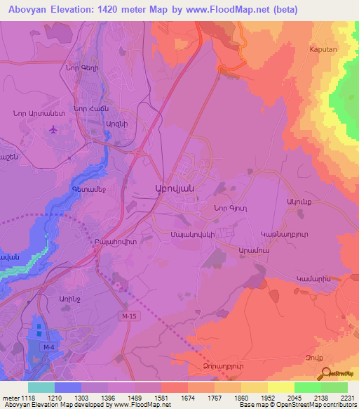 Abovyan,Armenia Elevation Map