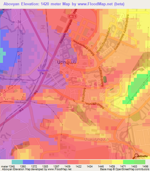 Abovyan,Armenia Elevation Map