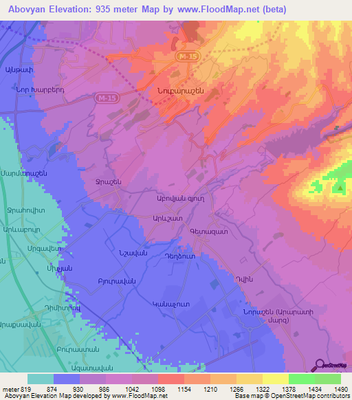 Abovyan,Armenia Elevation Map