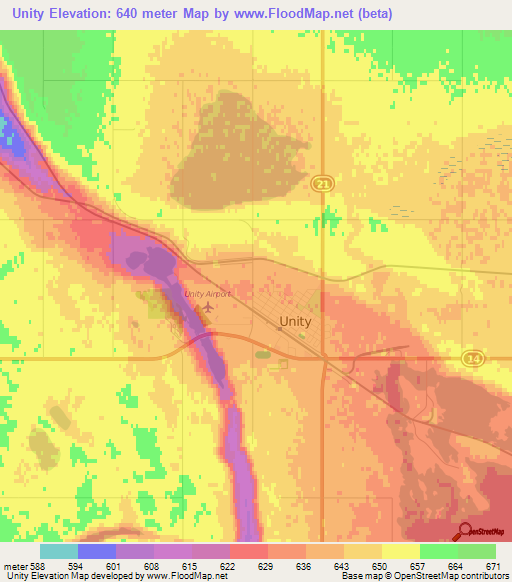 Unity,Canada Elevation Map