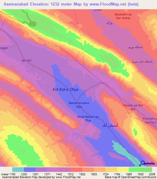Asemanabad,Iran Elevation Map