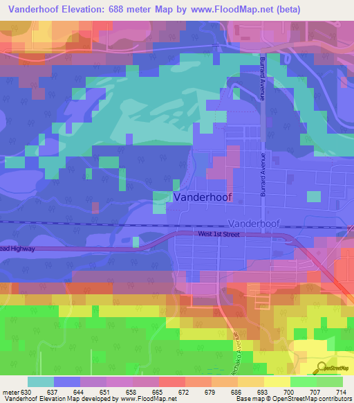 Vanderhoof,Canada Elevation Map