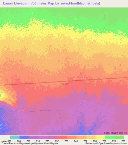 Daarsi,Somalia Elevation Map