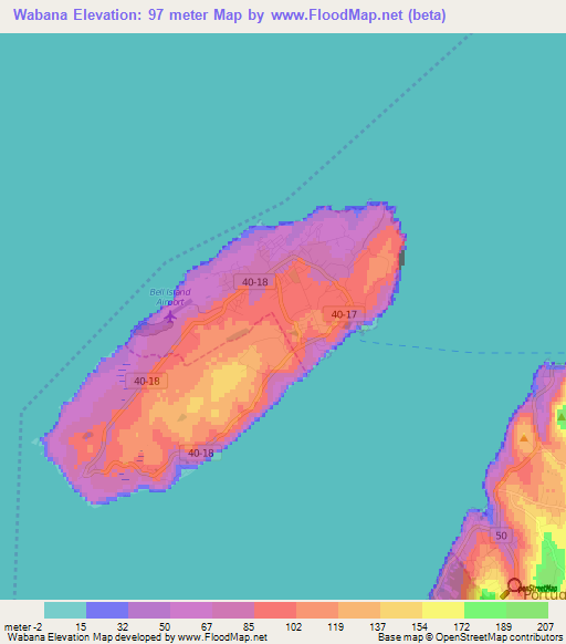 Wabana,Canada Elevation Map