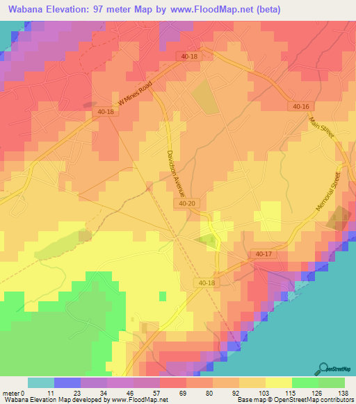 Wabana,Canada Elevation Map