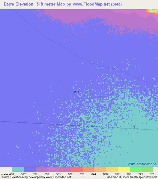 Darre,Somalia Elevation Map