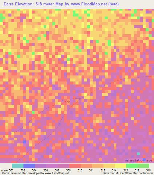 Darre,Somalia Elevation Map
