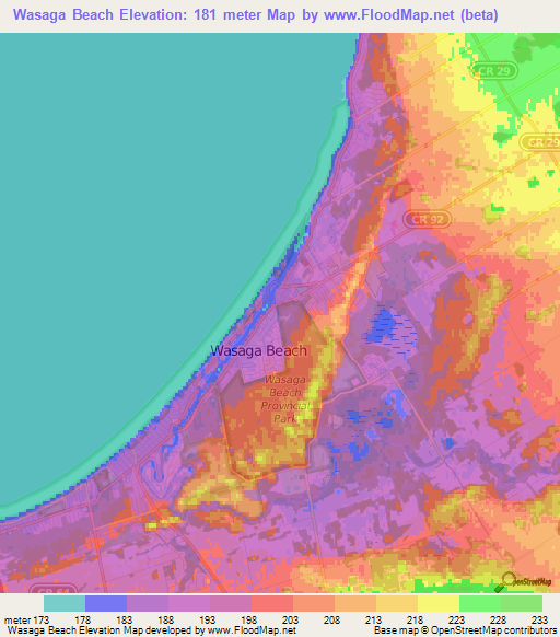 Wasaga Beach,Canada Elevation Map