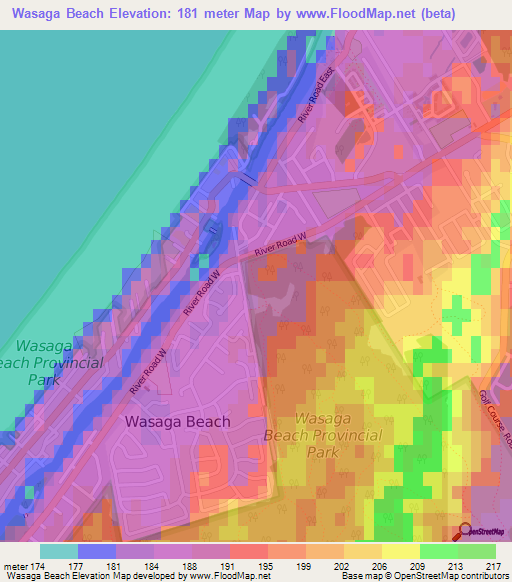 Wasaga Beach,Canada Elevation Map