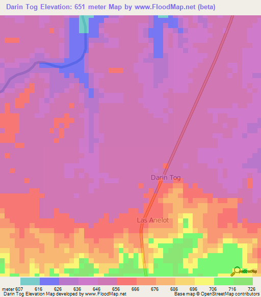 Darin Tog,Somalia Elevation Map
