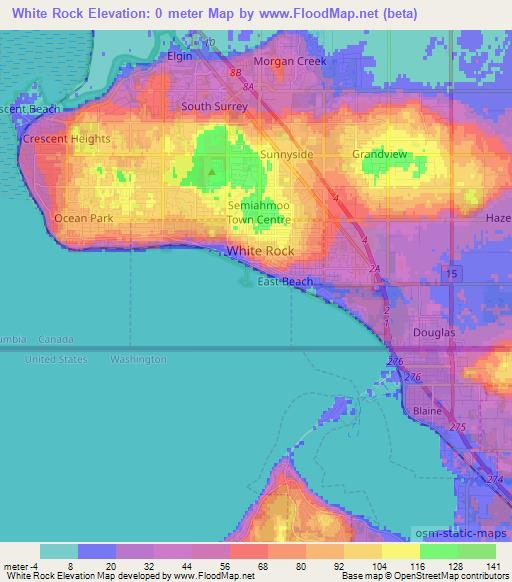 White Rock,Canada Elevation Map