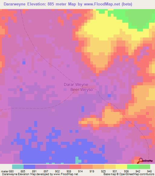 Dararweyne,Somalia Elevation Map