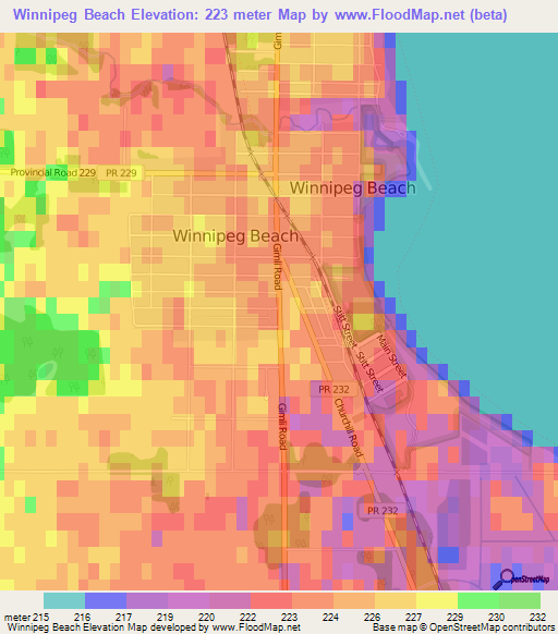 Winnipeg Beach,Canada Elevation Map