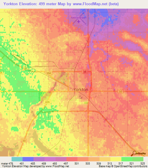 Yorkton,Canada Elevation Map