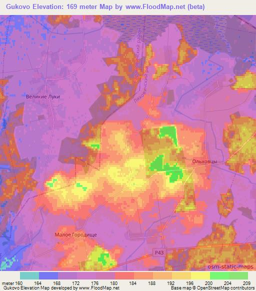 Gukovo,Belarus Elevation Map