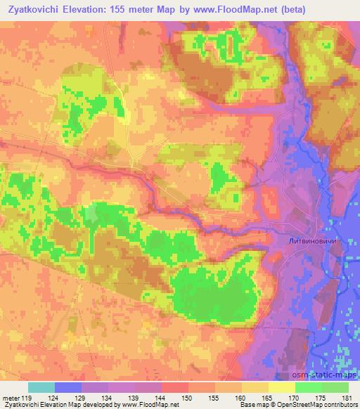 Zyatkovichi,Belarus Elevation Map