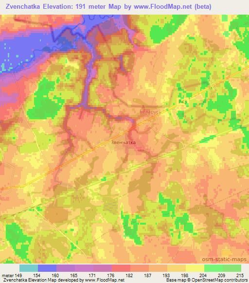 Zvenchatka,Belarus Elevation Map