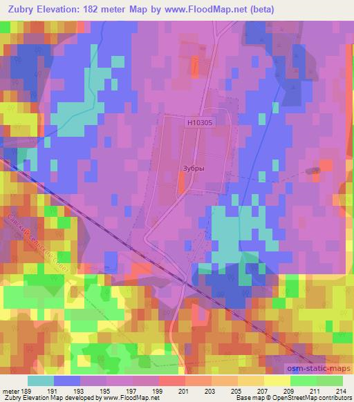 Zubry,Belarus Elevation Map