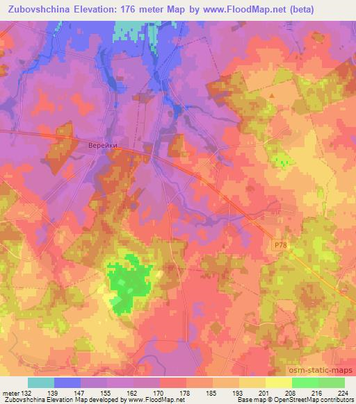 Zubovshchina,Belarus Elevation Map