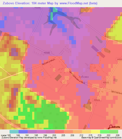 Zubovo,Belarus Elevation Map