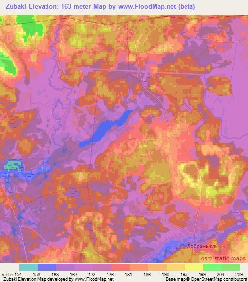 Zubaki,Belarus Elevation Map
