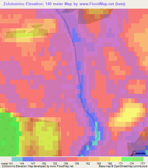 Zolotomino,Belarus Elevation Map
