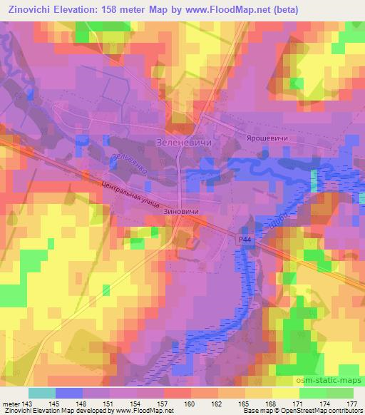 Zinovichi,Belarus Elevation Map