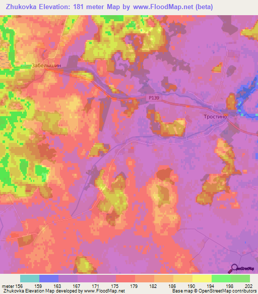 Zhukovka,Belarus Elevation Map