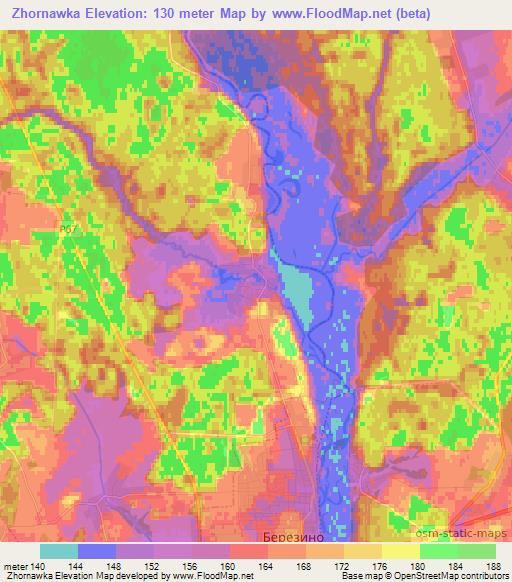 Zhornawka,Belarus Elevation Map