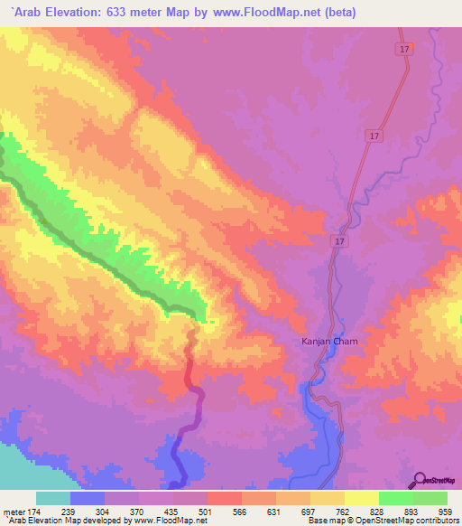`Arab,Iran Elevation Map