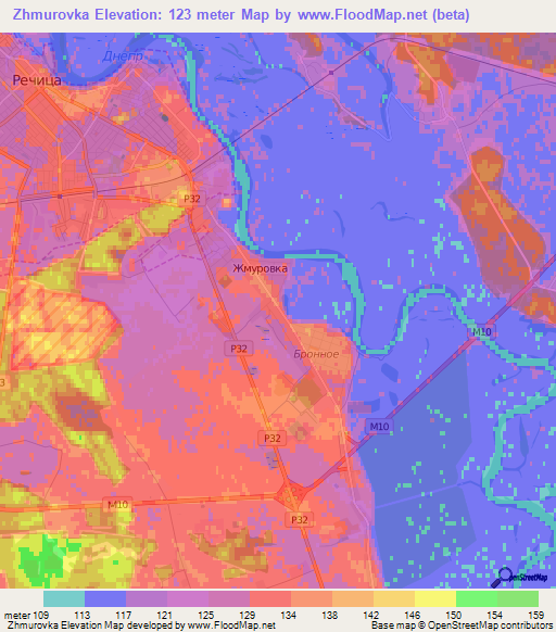 Zhmurovka,Belarus Elevation Map