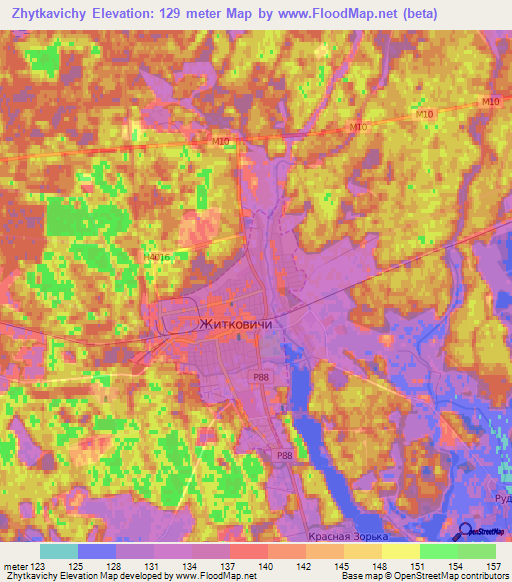 Zhytkavichy,Belarus Elevation Map