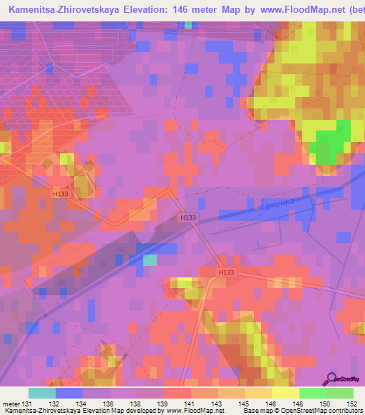 Kamenitsa-Zhirovetskaya,Belarus Elevation Map