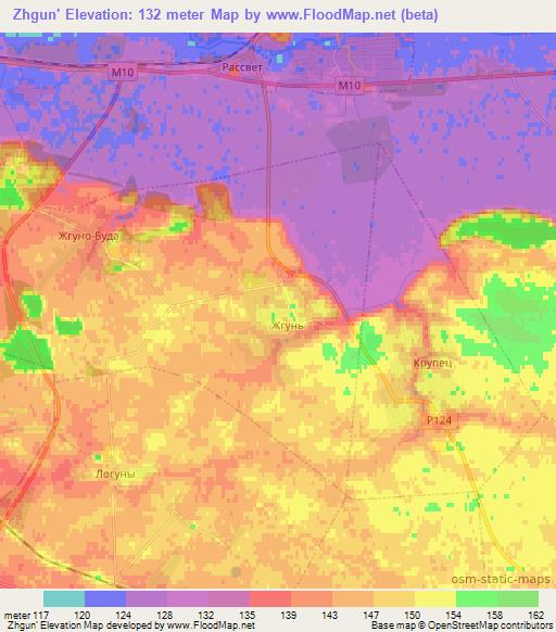 Zhgun',Belarus Elevation Map